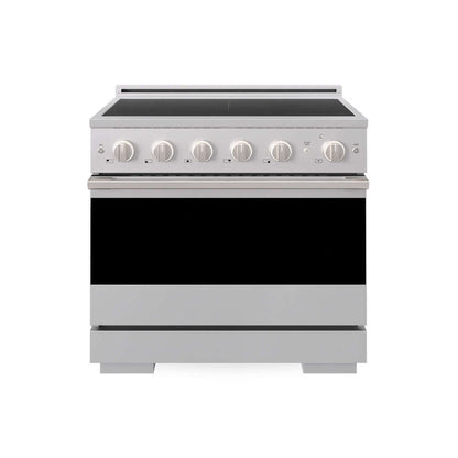 ZLINE 36 in. 5.2 cu. ft. Marino Induction Range with 5 Element Cooktop and Electric Convection Oven in Stainless Steel (MINR36) main image.