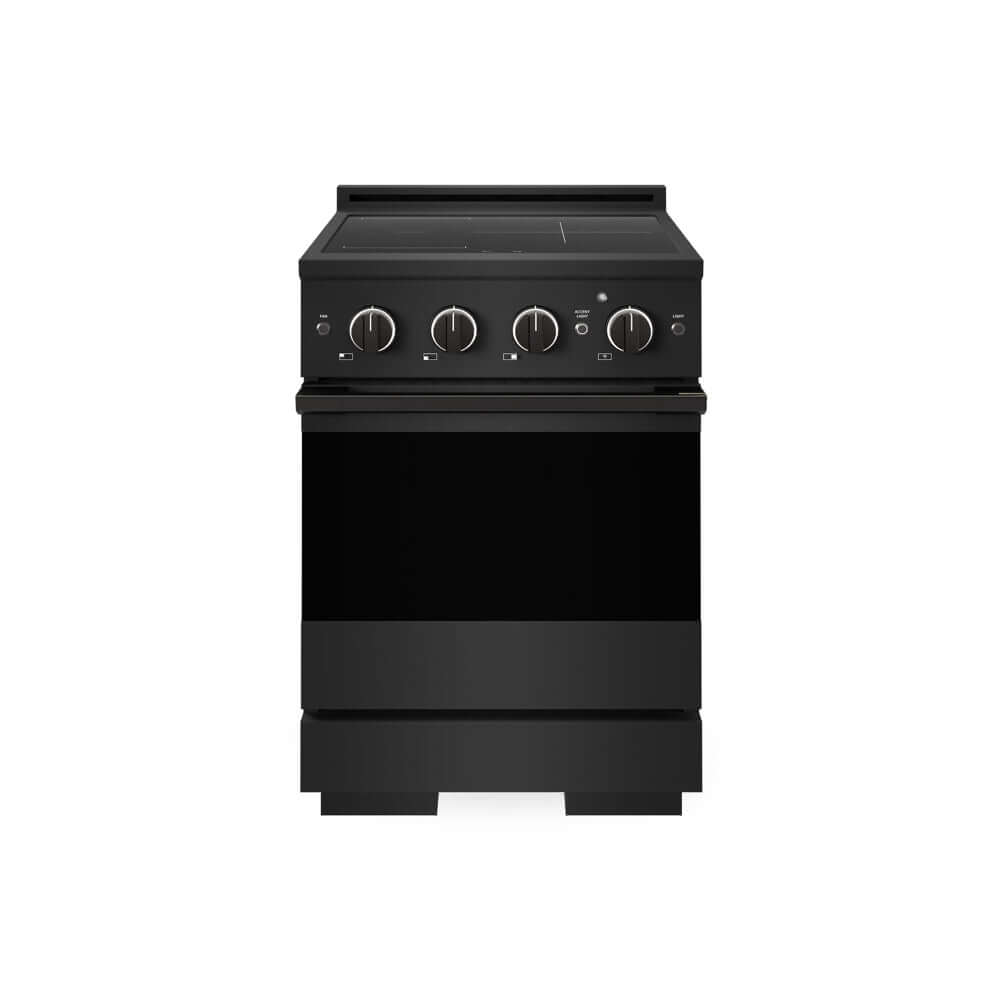ZLINE 24 in. 3.2 cu. ft. Marino Induction Range with 3 Element Cooktop and Electric Convection Oven in Black Stainless Steel (MINRB-24) main image.