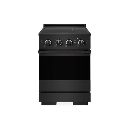 ZLINE 24 in. 3.2 cu. ft. Marino Induction Range with 3 Element Cooktop and Electric Convection Oven in Black Stainless Steel (MINRB-24) main image.
