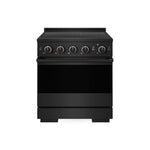 ZLINE 30 in. 4.2 cu. ft. Marino Induction Range with 4 Element Cooktop and Electric Convection Oven in Black Stainless Steel (MINRB-30) main image.