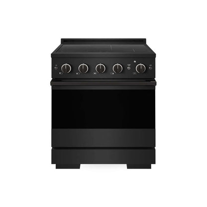 ZLINE 30 in. 4.2 cu. ft. Marino Induction Range with 4 Element Cooktop and Electric Convection Oven in Black Stainless Steel (MINRB-30) main image.