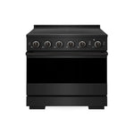 ZLINE 36 in. 5.2 cu. ft. Marino Induction Range with 5 Element Cooktop and Electric Convection Oven in Black Stainless Steel (MINRB-36) main image.