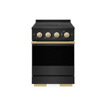 ZLINE Autograph Edition 24 in. 3.2 cu. ft. Marino Induction Range with 3 Element Cooktop and Electric Convection Oven in Black Stainless Steel with Polished Gold Accents (MINRBZ-24-G) main image.