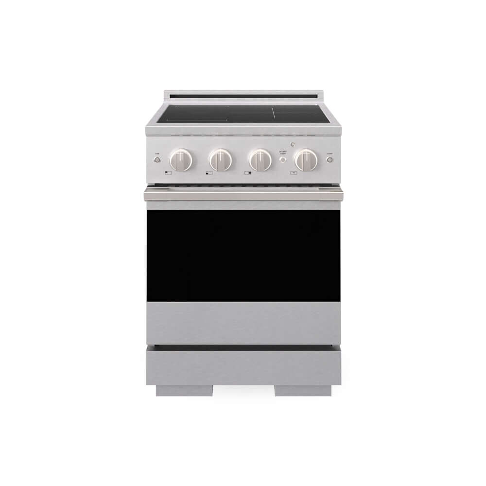 ZLINE 24 in. 3.2 cu. ft. Marino Induction Range with 3 Element Cooktop and Electric Convection Oven in Satin Stainless Steel (MINRS-24) main image.