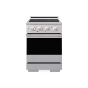 ZLINE 24 in. 3.2 cu. ft. Marino Induction Range with 3 Element Cooktop and Electric Convection Oven in Satin Stainless Steel (MINRS-24) main image.