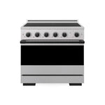 ZLINE Autograph Edition 36 in. 5.2 cu. ft. Marino Induction Range with 5 Element Cooktop and Electric Convection Oven in Satin Stainless Steel with Matte Black Accents (MINRSZ-36-MB) main image.