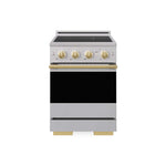 ZLINE Autograph Edition 24 in. 3.2 cu. ft. Marino Induction Range with 3 Element Cooktop and Electric Convection Oven in Stainless Steel with Polished Gold Accents (MINRZ-24-G) main image.