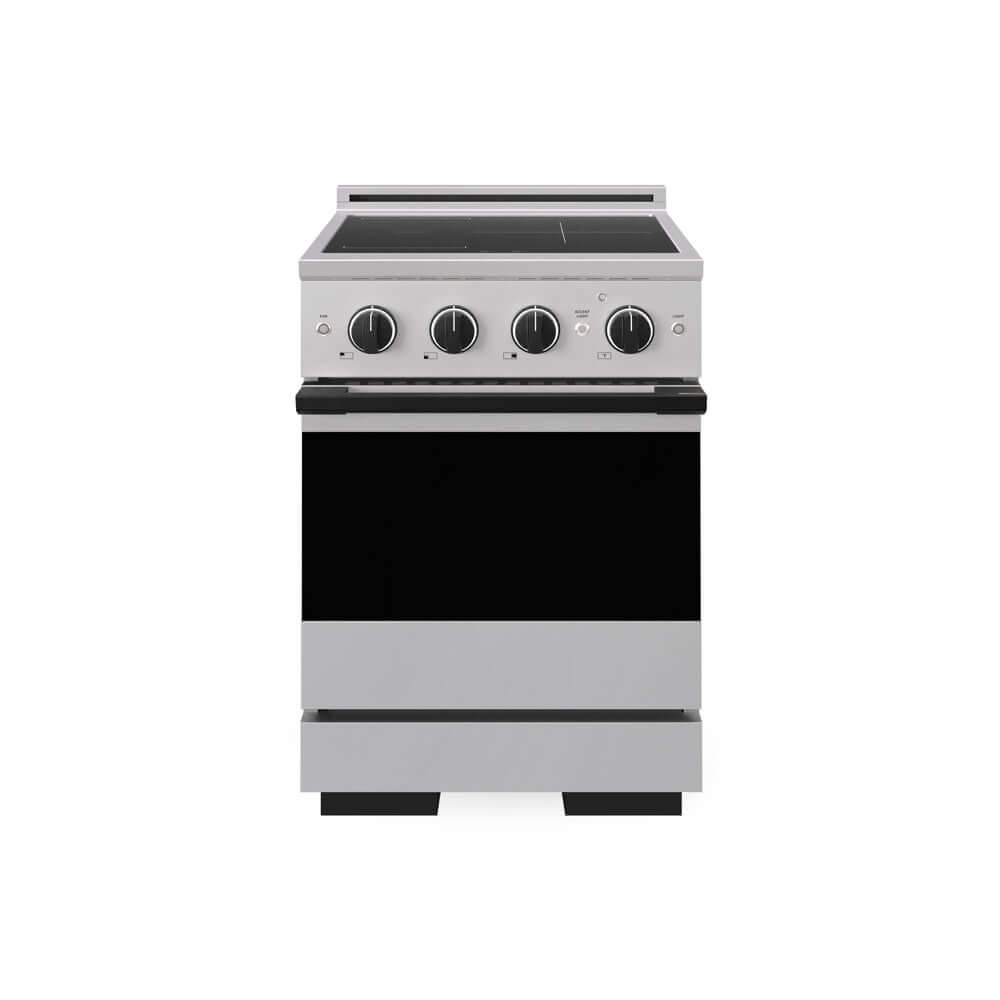 ZLINE Autograph Edition 24 in. 3.2 cu. ft. Marino Induction Range with 3 Element Cooktop and Electric Convection Oven in Stainless Steel with Matte Black Accents (MINRZ-24-MB) main image.