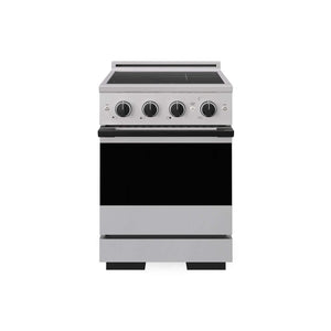 ZLINE Autograph Edition 24 in. 3.2 cu. ft. Marino Induction Range with 3 Element Cooktop and Electric Convection Oven in Stainless Steel with Matte Black Accents (MINRZ-24-MB) main image.