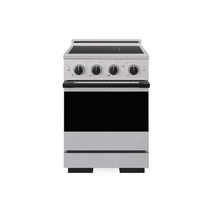 ZLINE Autograph Edition 24 in. 3.2 cu. ft. Marino Induction Range with 3 Element Cooktop and Electric Convection Oven in Stainless Steel with Matte Black Accents (MINRZ-24-MB) main image.
