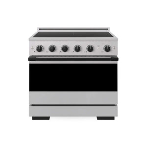 ZLINE Autograph Edition 36 in. 5.2 cu. ft. Marino Induction Range with 5 Element Cooktop and Electric Convection Oven in Stainless Steel with Matte Black Accents (MINRZ-36-MB) main image.
