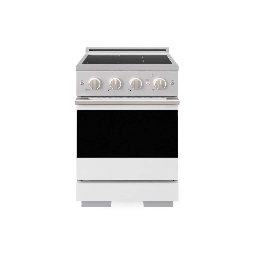 ZLINE 24 in. 3.2 cu. ft. Marino Induction Range with 3 Element Cooktop and Electric Convection Oven in Stainless Steel with White Matte Door (MINR-WM-24)