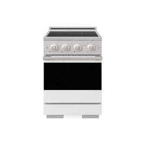 ZLINE 24 in. 3.2 cu. ft. Marino Induction Range with 3 Element Cooktop and Electric Convection Oven in Stainless Steel with White Matte Door (MINR-WM-24)