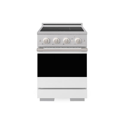 ZLINE 24 in. 3.2 cu. ft. Marino Induction Range with 3 Element Cooktop and Electric Convection Oven in Stainless Steel with White Matte Door (MINR-WM-24)