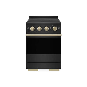 ZLINE Autograph Edition 24 in. 3.2 cu. ft. Marino Induction Range with 3 Element Cooktop and Electric Convection Oven in Black Stainless Steel with Champagne Bronze Accents (MINRBZ-24-CB)