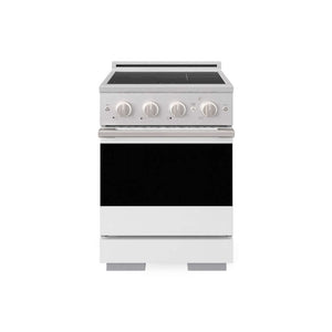 ZLINE 24 in. 3.2 cu. ft. Marino Induction Range with 3 Element Cooktop and Electric Convection Oven in Satin Stainless Steel with White Matte Door (MINRS-WM-24)