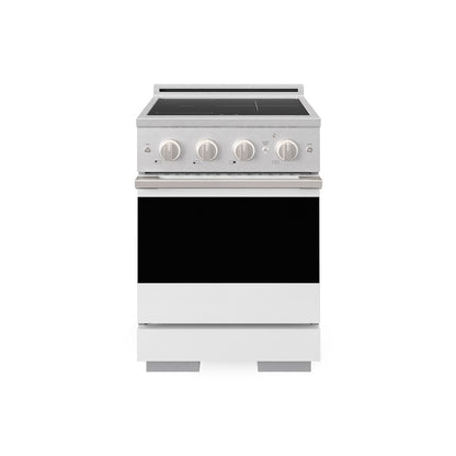 ZLINE 24 in. 3.2 cu. ft. Marino Induction Range with 3 Element Cooktop and Electric Convection Oven in Satin Stainless Steel with White Matte Door (MINRS-WM-24)