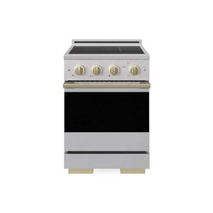 ZLINE Autograph Edition 24 in. 3.2 cu. ft. Marino Induction Range with 3 Element Cooktop and Electric Convection Oven in Stainless Steel with Champagne Bronze Accents (MINRZ-24-CB)