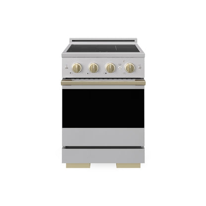 ZLINE Autograph Edition 24 in. 3.2 cu. ft. Marino Induction Range with 3 Element Cooktop and Electric Convection Oven in Stainless Steel with Champagne Bronze Accents (MINRZ-24-CB)
