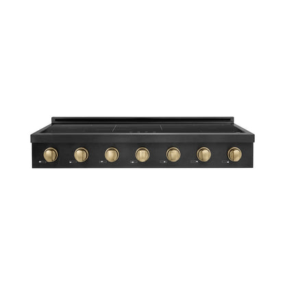 ZLINE Autograph Edition 48 in. Paramount Induction Rangetop with 7 Element Cooktop in Black Stainless Steel and Champagne Bronze Accents (SINRTBZ-48-CB)