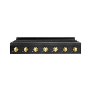 ZLINE Autograph Edition 48 in. Paramount Induction Rangetop with 7 Element Cooktop in Black Stainless Steel and Polished Gold Accents (SINRTBZ-48-G)