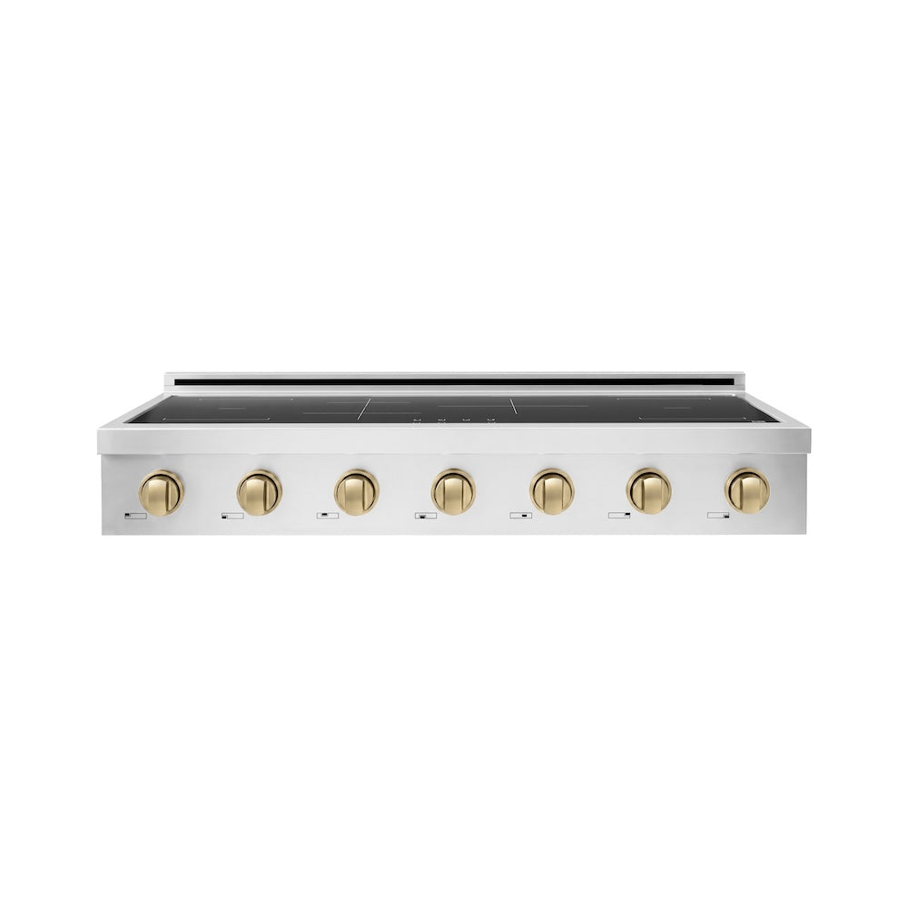 ZLINE Autograph Edition 48 in. Paramount Induction Rangetop with 7 Element Cooktop in Stainless Steel and Champagne Bronze Accents (SINRTZ-48-CB)