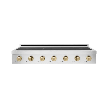 ZLINE Autograph Edition 48 in. Paramount Induction Rangetop with 7 Element Cooktop in Stainless Steel and Champagne Bronze Accents (SINRTZ-48-CB)
