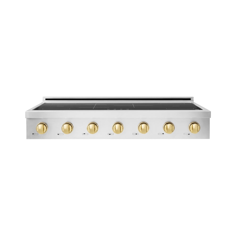 ZLINE Autograph Edition 48 in. Paramount Induction Rangetop with 7 Element Cooktop in Stainless Steel and Polished Gold Accents (SINRTZ-48-G)