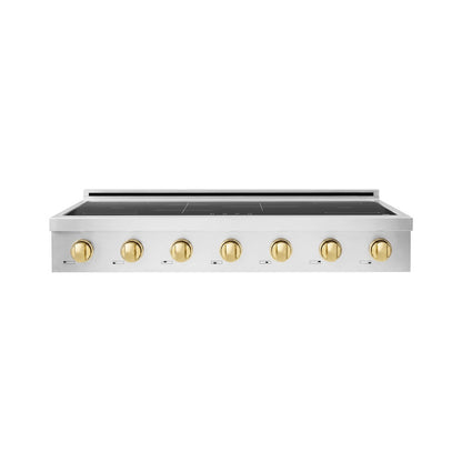 ZLINE Autograph Edition 48 in. Paramount Induction Rangetop with 7 Element Cooktop in Stainless Steel and Polished Gold Accents (SINRTZ-48-G)
