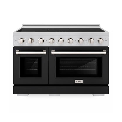 ZLINE 48 in. 6.7 cu. ft. Paramount Induction Range with 7 Element Cooktop and Dual Ovens in Stainless Steel with Black Matte Doors (SINR-BLM-48)