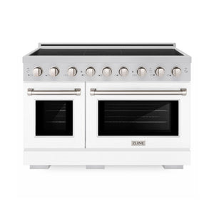 ZLINE 48 in. 6.7 cu. ft. Paramount Induction Range with 7 Element Cooktop and Dual Ovens in Stainless Steel with White Matte Doors (SINR-WM-48)