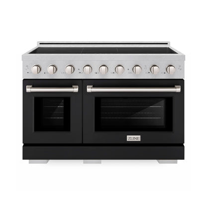 ZLINE 48 in. 6.7 cu. ft. Paramount Induction Range with 7 Element Cooktop and Dual Ovens in Satin Stainless Steel with Black Matte Doors (SINRS-BLM-48)
