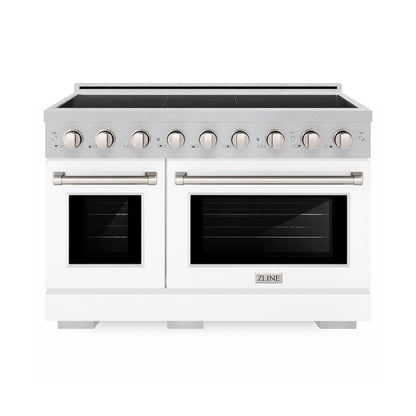 ZLINE 48 in. 6.7 cu. ft. Paramount Induction Range with 7 Element Cooktop and Dual Ovens in Satin Stainless Steel with White Matte Doors (SINRS-WM-48)