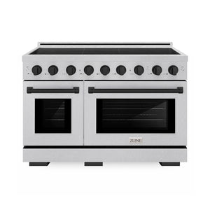 ZLINE Autograph Edition 48 in. 6.7 cu. ft. Paramount Induction Range with 7 Element Cooktop and Dual Ovens in Satin Stainless Steel with Matte Black Accents (SINRSZ-48-MB)