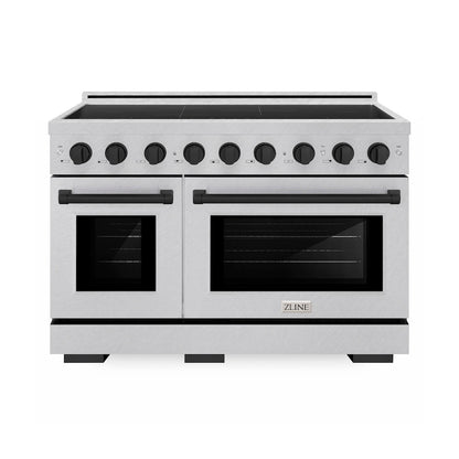 ZLINE Autograph Edition 48 in. 6.7 cu. ft. Paramount Induction Range with 7 Element Cooktop and Dual Ovens in Satin Stainless Steel with Matte Black Accents (SINRSZ-48-MB)