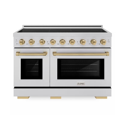 ZLINE Autograph Edition 48 in. 6.7 cu. ft. Paramount Induction Range with 7 Element Cooktop and Dual Ovens in Stainless Steel with Champagne Bronze Accents (SINRZ-48-CB)