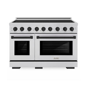 ZLINE Autograph Edition 48 in. 6.7 cu. ft. Paramount Induction Range with 7 Element Cooktop and Dual Ovens in Stainless Steel with Matte Black Accents (SINRZ-48-MB)