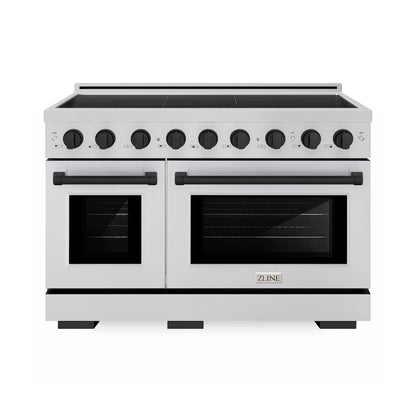 ZLINE Autograph Edition 48 in. 6.7 cu. ft. Paramount Induction Range with 7 Element Cooktop and Dual Ovens in Stainless Steel with Matte Black Accents (SINRZ-48-MB)