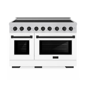 ZLINE Autograph Edition 48 in. 6.7 cu. ft. Paramount Induction Range with 7 Element Cooktop and Dual Ovens in Stainless Steel with White Matte Doors and Matte Black Accents (SINRZ-WM-48-MB)