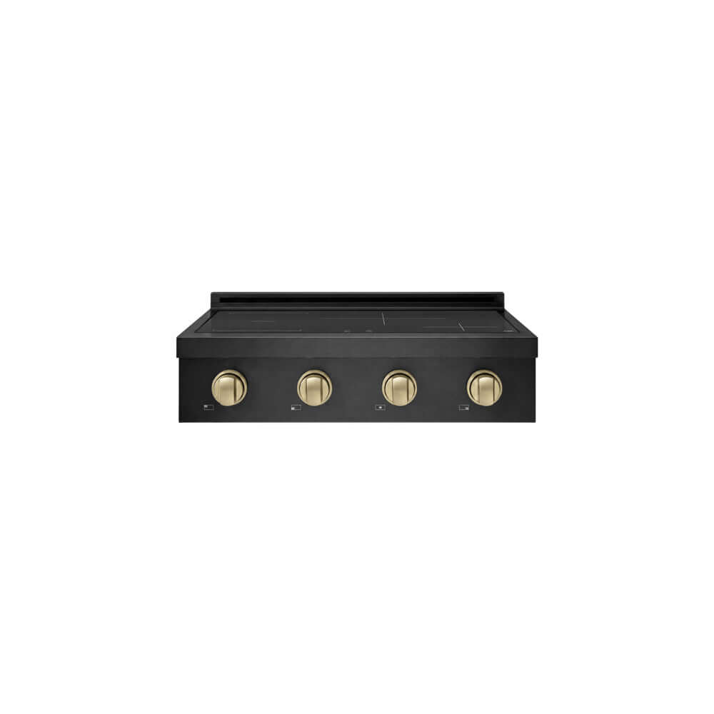 ZLINE Autograph Edition 30 in. Paramount Induction Rangetop with 4 Element Cooktop in Black Stainless Steel and Champagne Bronze Accents (SINRTBZ-30-CB) main image.