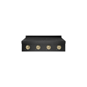 ZLINE Autograph Edition 30 in. Paramount Induction Rangetop with 4 Element Cooktop in Black Stainless Steel and Champagne Bronze Accents (SINRTBZ-30-CB) main image.
