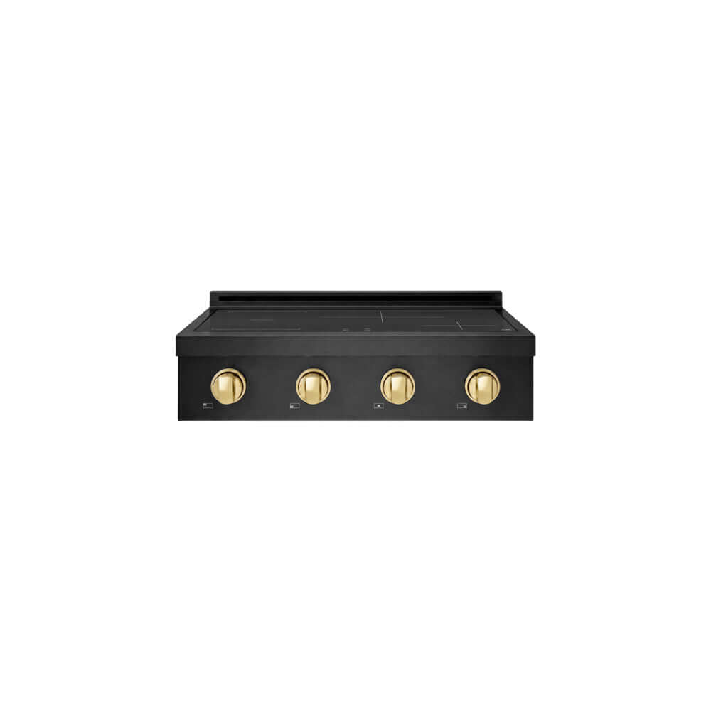 ZLINE Autograph Edition 30 in. Paramount Induction Rangetop with 4 Element Cooktop in Black Stainless Steel and Polished Gold Accents (SINRTBZ-30-G) main image.