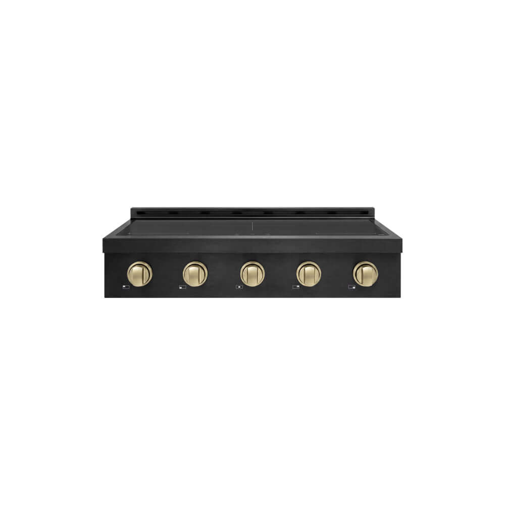 ZLINE Autograph Edition 36 in. Paramount Induction Rangetop with 5 Element Cooktop in Black Stainless Steel and Champagne Bronze Accents (SINRTBZ-36-CB) main image.