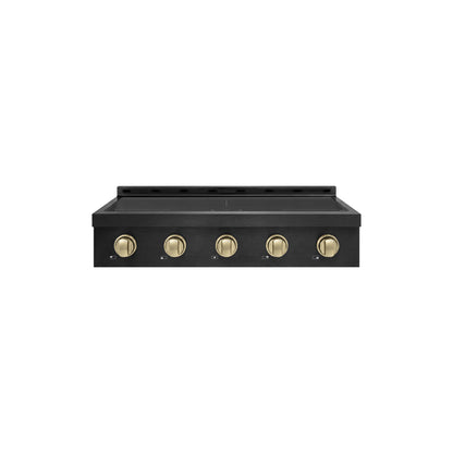 ZLINE Autograph Edition 36 in. Paramount Induction Rangetop with 5 Element Cooktop in Black Stainless Steel and Champagne Bronze Accents (SINRTBZ-36-CB)