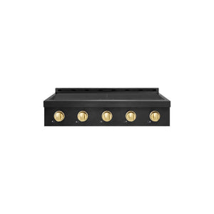 ZLINE Autograph Edition 36 in. Paramount Induction Rangetop with 5 Element Cooktop in Black Stainless Steel and Polished Gold Accents (SINRTBZ-36-G) main image.