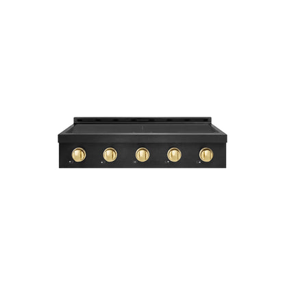 ZLINE Autograph Edition 36 in. Paramount Induction Rangetop with 5 Element Cooktop in Black Stainless Steel and Polished Gold Accents (SINRTBZ-36-G)