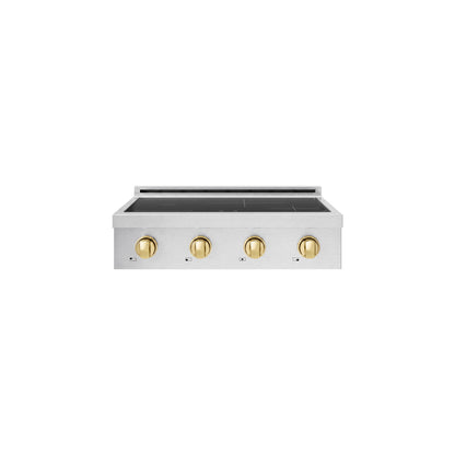 ZLINE Autograph Edition 30 in. Paramount Induction Rangetop with 4 Element Cooktop in Satin Stainless Steel and Polished Gold Accents (SINRTSZ-30-G)
