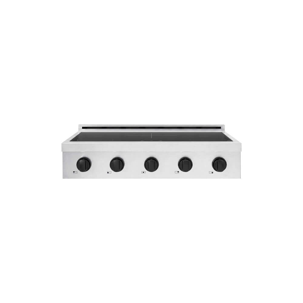 ZLINE Autograph Edition 36 in. Paramount Induction Rangetop with 5 Element Cooktop in Satin Stainless Steel and Matte Black Accents (SINRTSZ-36-MB) main image.
