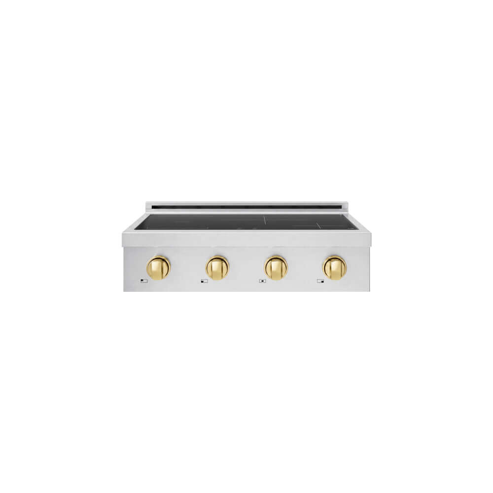 ZLINE Autograph Edition 30 in. Paramount Induction Rangetop with 4 Element Cooktop in Stainless Steel and Polished Gold Accents (SINRTZ-30-G) main image.