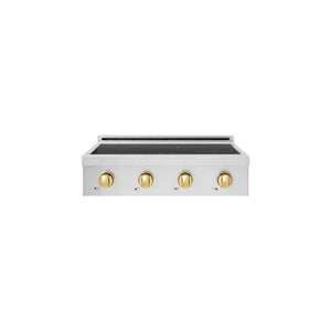 ZLINE Autograph Edition 30 in. Paramount Induction Rangetop with 4 Element Cooktop in Stainless Steel and Polished Gold Accents (SINRTZ-30-G) main image.